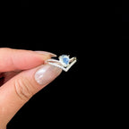Statement rainbow moonstone & white topaz ring | 925 Sterling Silver