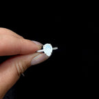 Large natural rainbow moonstone and white topaz ring | 925 Sterling Silver