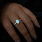 Large natural rainbow moonstone and white topaz ring | 925 Sterling Silver
