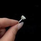 Large natural rainbow moonstone and white topaz ring | 925 Sterling Silver