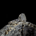 Large natural rainbow moonstone and white topaz ring | 925 Sterling Silver
