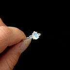 Elegant rainbow moonstone & white topaz ring | 925 Sterling Silver