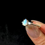 Elegant rainbow moonstone & white topaz ring | 925 Sterling Silver