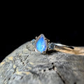 Elegant rainbow moonstone & white topaz ring | 925 Sterling Silver