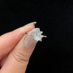 Statement rainbow moonstone & white topaz ring | 925 Sterling Silver