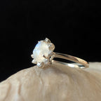 Statement rainbow moonstone & white topaz ring | 925 Sterling Silver