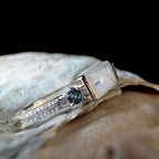 Statement rainbow moonstone and blue topaz ring | 925 Sterling Silver