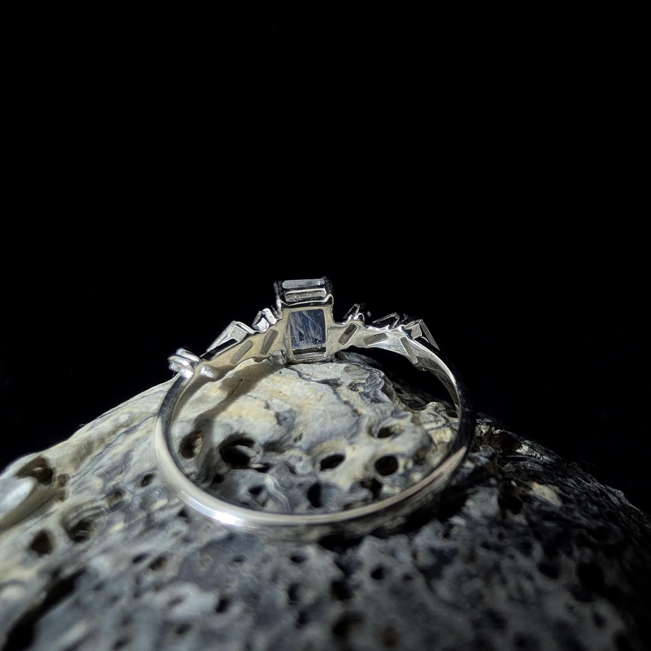 Statement rainbow moonstone & white topaz ring | 925 Sterling Silver