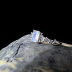 Statement rainbow moonstone & white topaz ring | 925 Sterling Silver