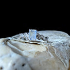 Statement rainbow moonstone & white topaz ring | 925 Sterling Silver