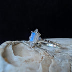 Large rainbow moonstone statement ring | 925 Sterling Silver
