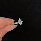 Large rainbow moonstone statement ring | 925 Sterling Silver
