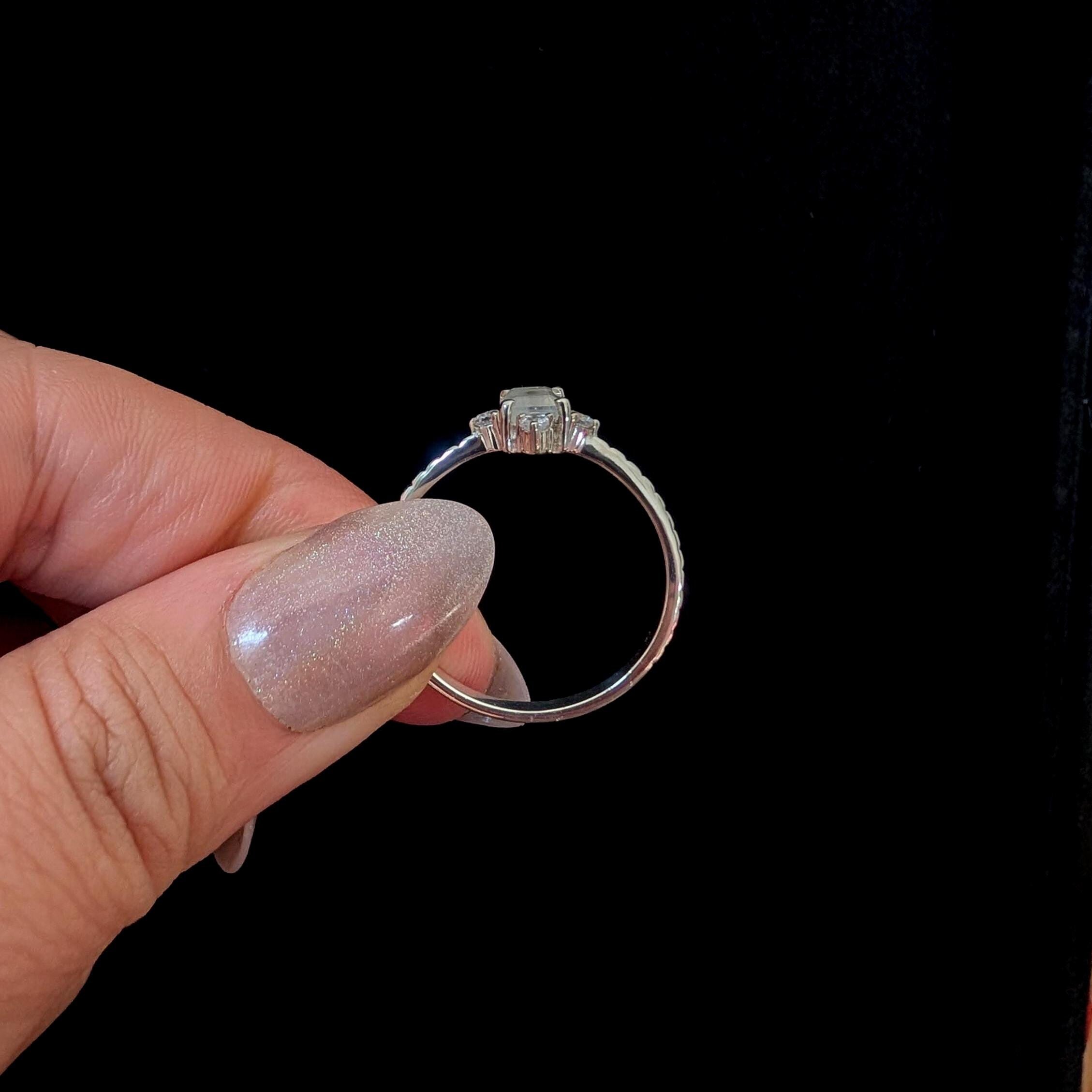 Large rainbow moonstone statement ring | 925 Sterling Silver