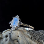 Large rainbow moonstone statement ring | 925 Sterling Silver