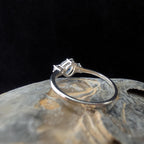 Pear rainbow moonstone and white topaz ring | 925 Sterling Silver