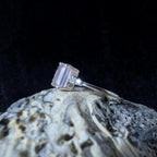 Elegant natural pink quartz and white topaz ring | 925 sterling silver