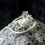 Elegant natural pink quartz and white topaz ring | 925 sterling silver