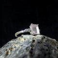 Elegant natural pink quartz and white topaz ring | 925 sterling silver