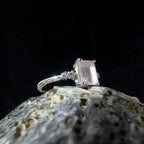 Elegant natural pink quartz and white topaz ring | 925 sterling silver