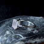 Elegant natural pink quartz and white topaz ring | 925 sterling silver