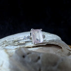 Elegant natural pink quartz and white topaz ring | 925 sterling silver