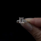 Elegant natural pink quartz and white topaz ring | 925 sterling silver