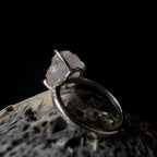 Raw natural rose quartz and white topaz ring | 925 Sterling Silver