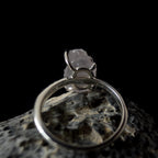 Raw natural rose quartz and white topaz ring | 925 Sterling Silver