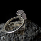 Raw natural rose quartz and white topaz ring | 925 Sterling Silver