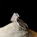 Raw natural rose quartz and white topaz ring | 925 Sterling Silver