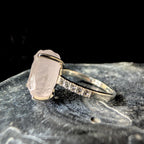 Raw natural rose quartz and white topaz ring | 925 Sterling Silver