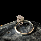 Raw natural rose quartz and white topaz ring | 925 Sterling Silver