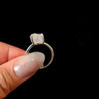 Raw natural rose quartz and white topaz ring | 925 Sterling Silver