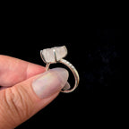 Raw natural rose quartz and white topaz ring | 925 Sterling Silver