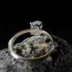 Raw natural rainbow moonstone and white topaz ring | 925 Sterling Silver
