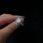 Raw natural rainbow moonstone and white topaz ring | 925 Sterling Silver