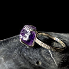 Raw natural amethyst and white topaz ring | 925 sterling silver