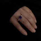 Raw natural amethyst and white topaz ring | 925 sterling silver