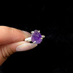 Raw natural amethyst and white topaz ring | 925 sterling silver