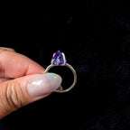 Raw natural amethyst and white topaz ring | 925 sterling silver