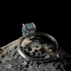 Raw natural aquamarine and white topaz ring | 925 sterling silver
