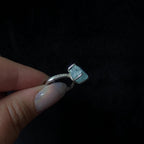 Raw natural aquamarine and white topaz ring | 925 sterling silver