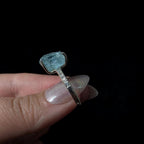 Raw natural aquamarine and white topaz ring | 925 sterling silver