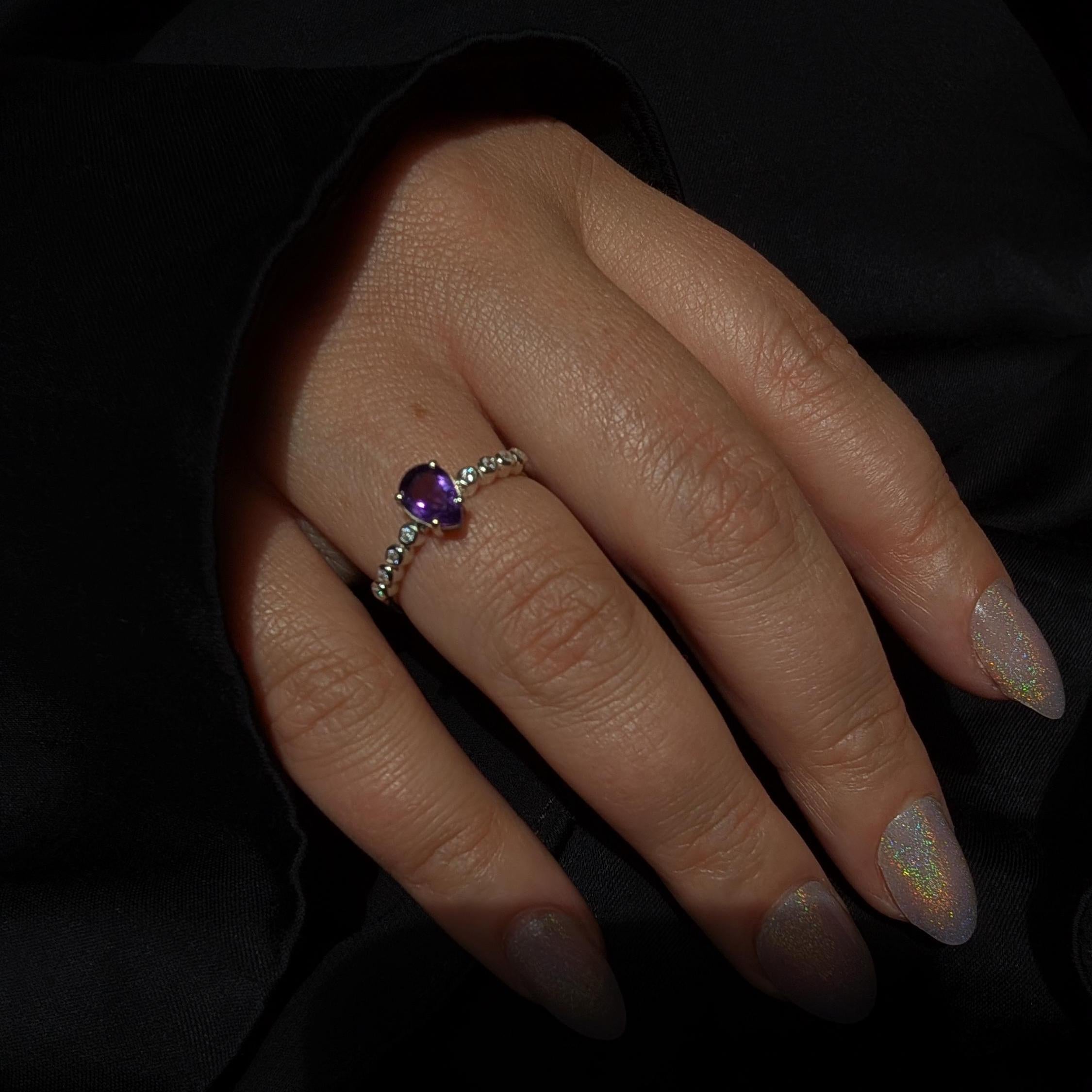 Statement amethyst and white topaz ring | 925 Sterling Silver