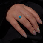 Statement turquoise and white topaz ring | 925 Sterling Silver