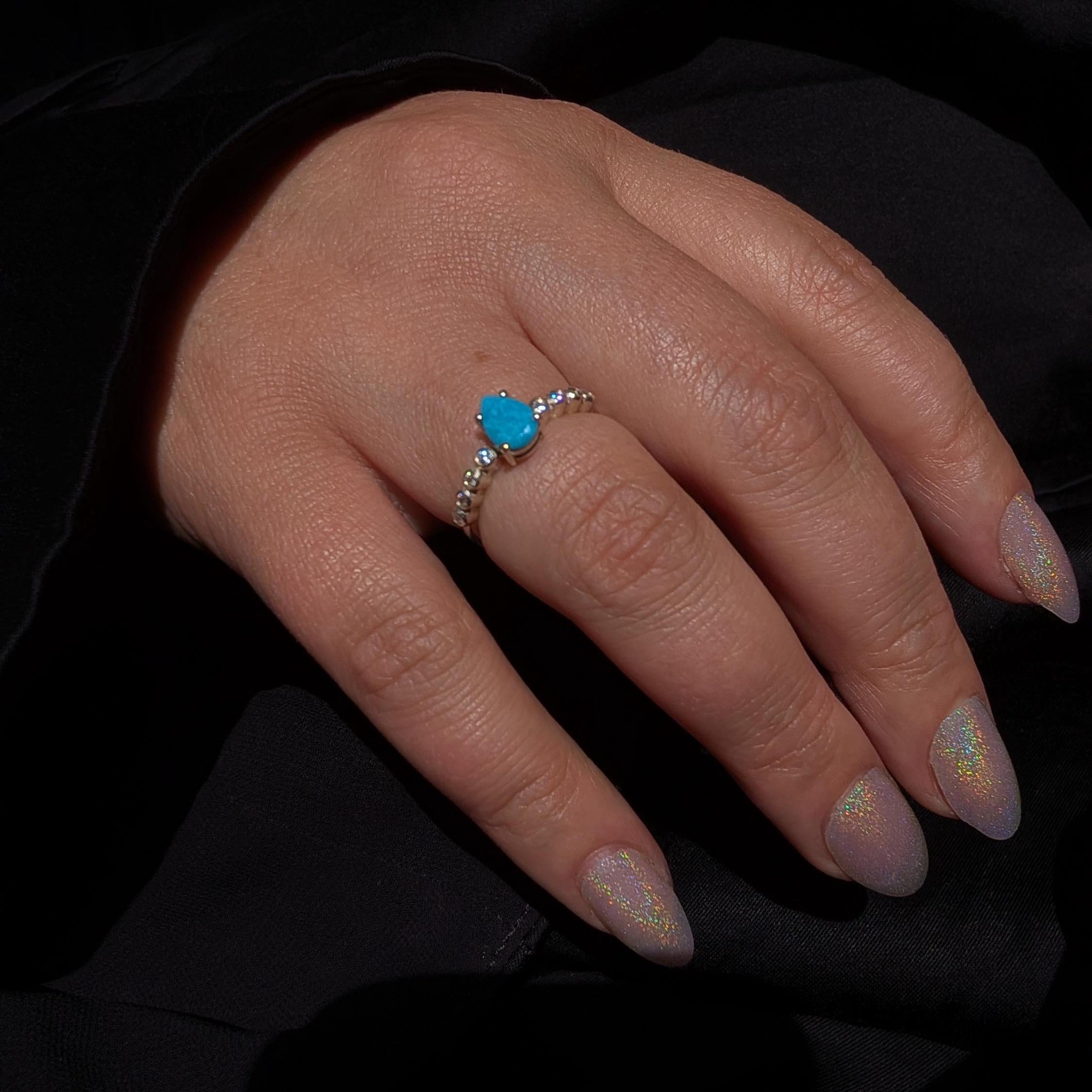 Statement turquoise and white topaz ring | 925 Sterling Silver