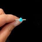 Statement turquoise and white topaz ring | 925 Sterling Silver