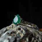 Statement green onyx and white topaz ring | 925 sterling silver