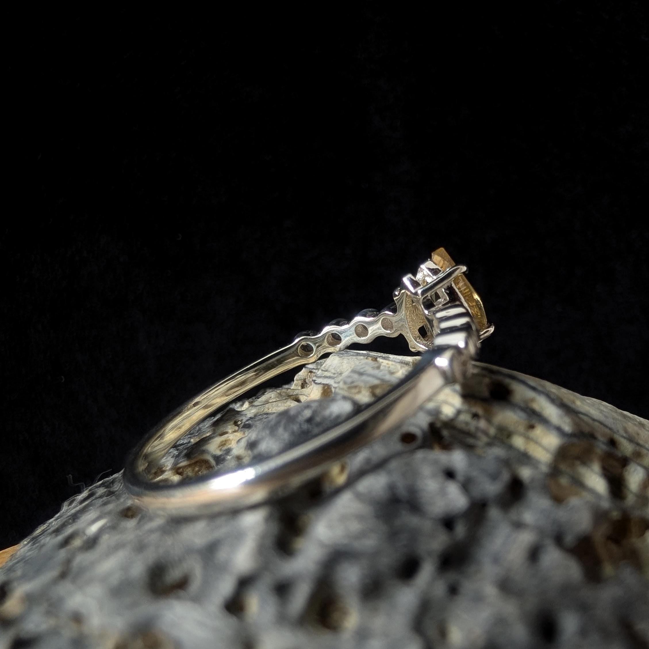 Statement citrine and white topaz ring | 925 Sterling Silver