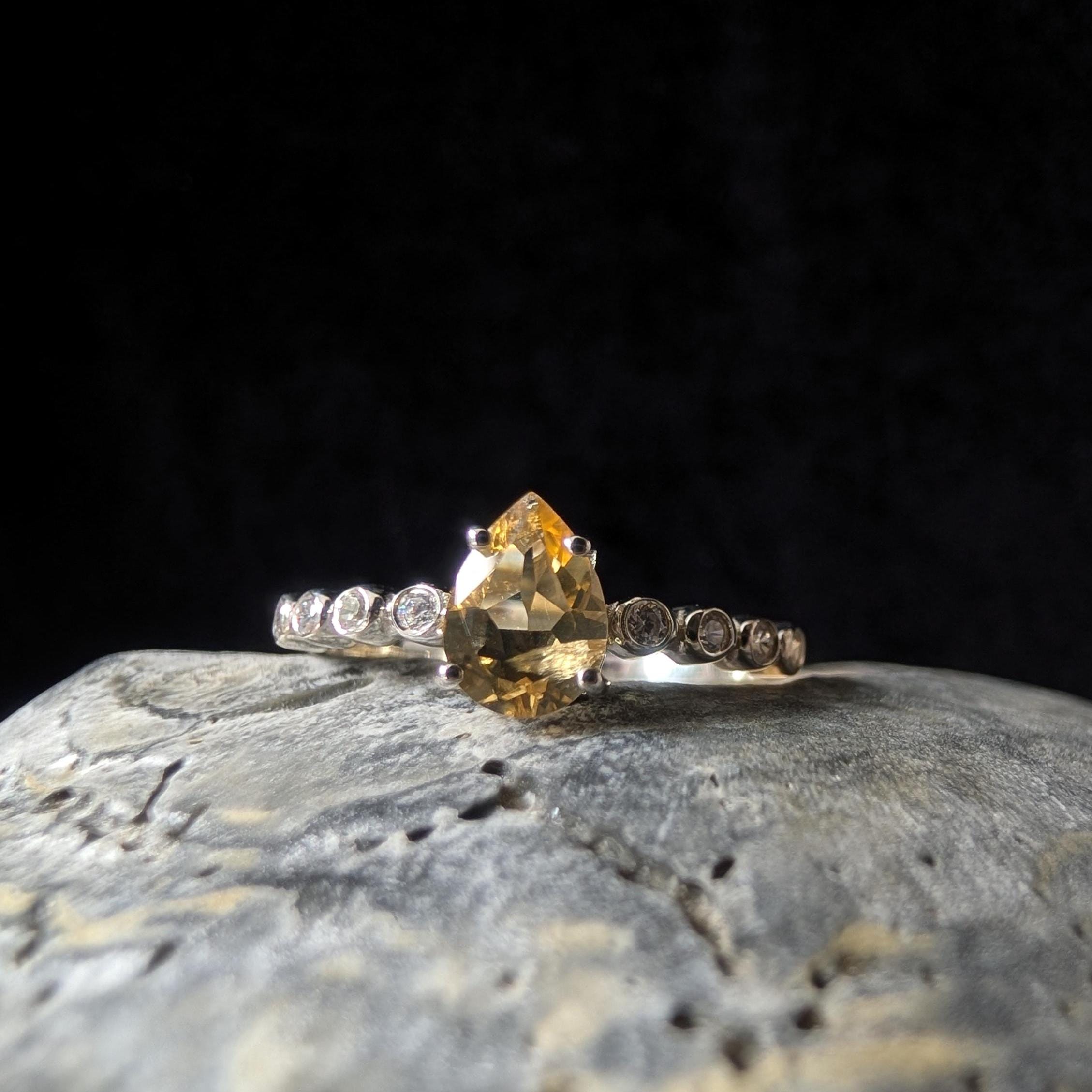 Statement citrine and white topaz ring | 925 Sterling Silver